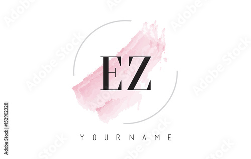 EZ E Z Watercolor Letter Logo Design with Circular Brush Pattern. photo