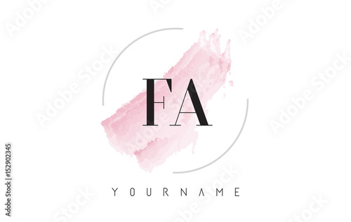 FA F A Watercolor Letter Logo Design with Circular Brush Pattern.