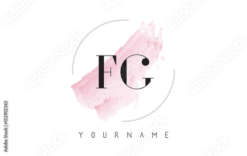 FG F G Watercolor Letter Logo Design with Circular Brush Pattern. photo