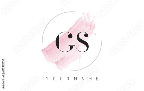 GS G S Watercolor Letter Logo Design with Circular Brush Pattern.