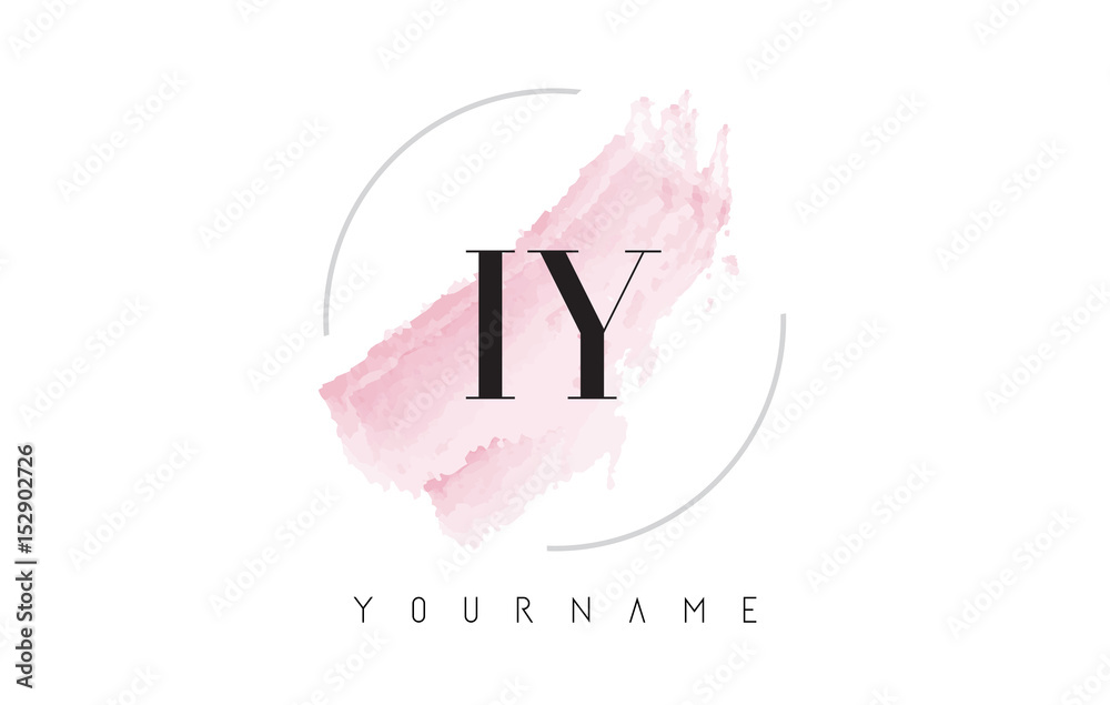 IY I Y Watercolor Letter Logo Design with Circular Brush Pattern.