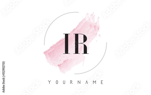 IR I R Watercolor Letter Logo Design with Circular Brush Pattern.