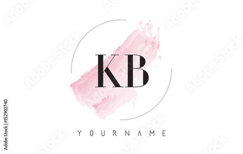 KB K B Watercolor Letter Logo Design with Circular Brush Pattern. photo