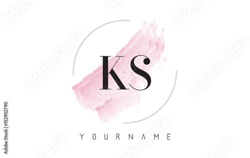 KS K S Watercolor Letter Logo Design with Circular Brush Pattern. photo