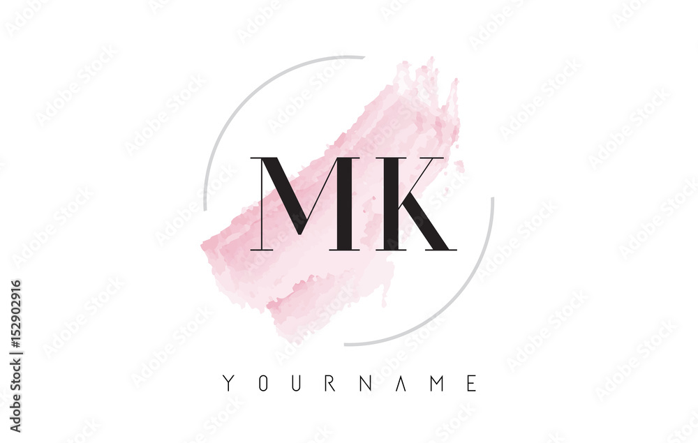 MK M K Watercolor Letter Logo Design with Circular Brush Pattern. Stock ...