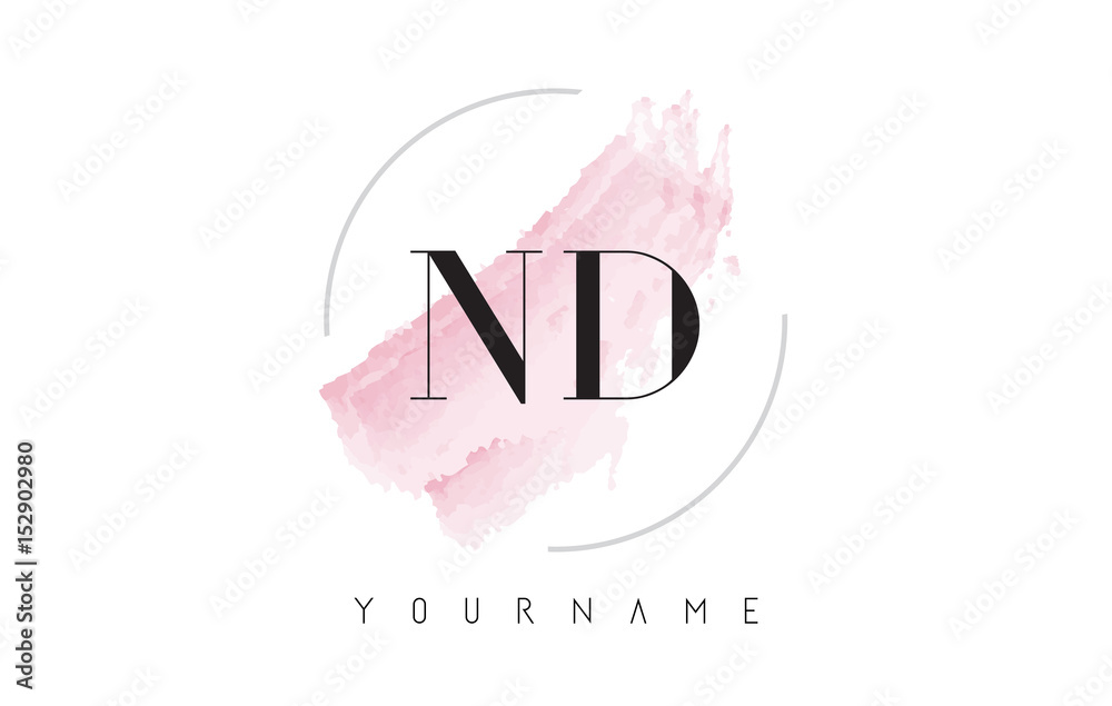 ND N D Watercolor Letter Logo Design with Circular Brush Pattern. ND N D Watercolor Letter Logo Design with Circular Brush Pattern.