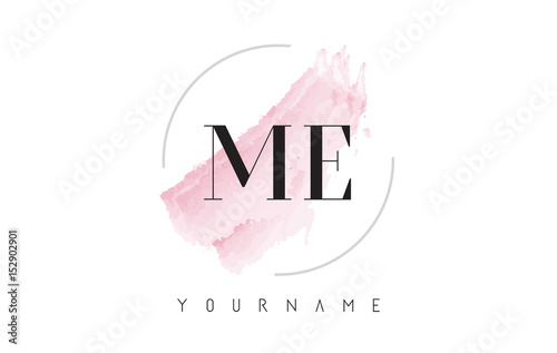 ME M E Watercolor Letter Logo Design with Circular Brush Pattern.