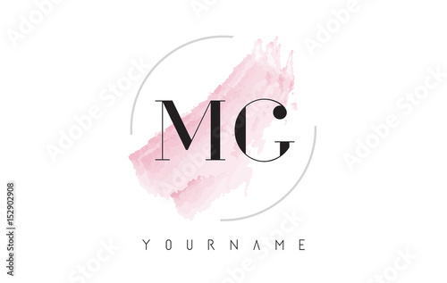 MG M G Watercolor Letter Logo Design with Circular Brush Pattern.