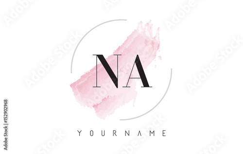 NA N A Watercolor Letter Logo Design with Circular Brush Pattern. photo