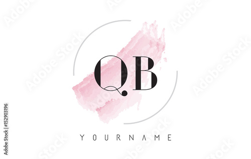 QB Q B Watercolor Letter Logo Design with Circular Brush Pattern.
