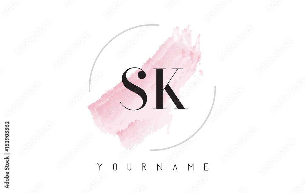 SK S K Watercolor Letter Logo Design with Circular Brush Pattern. Stock ...