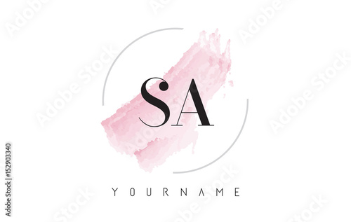SA S A Watercolor Letter Logo Design with Circular Brush Pattern. photo