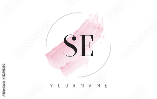 SE S E Watercolor Letter Logo Design with Circular Brush Pattern.