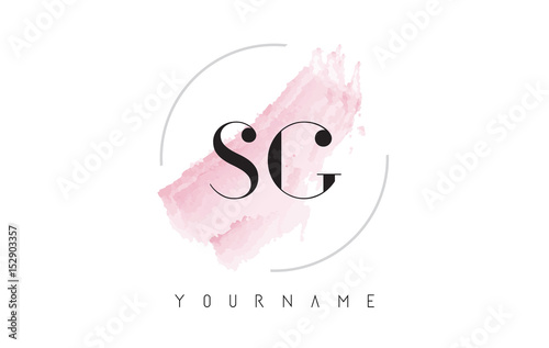 SG S G Watercolor Letter Logo Design with Circular Brush Pattern.