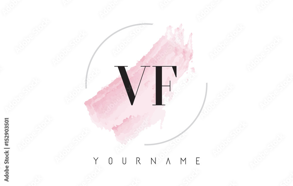 VF V F Watercolor Letter Logo Design with Circular Brush Pattern. Stock ...