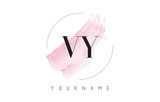 VY V Y Watercolor Letter Logo Design with Circular Brush Pattern.
