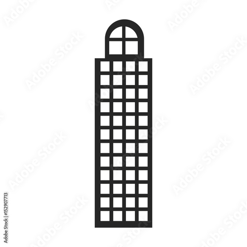 silhouette monochrome of building skyscraper with cusp window vector illustration