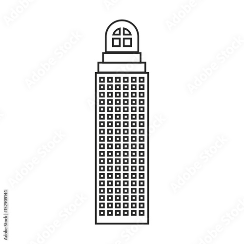silhouette of building skyscraper with cusp window and several windows vector illustration