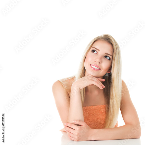 Blond woman with long hair