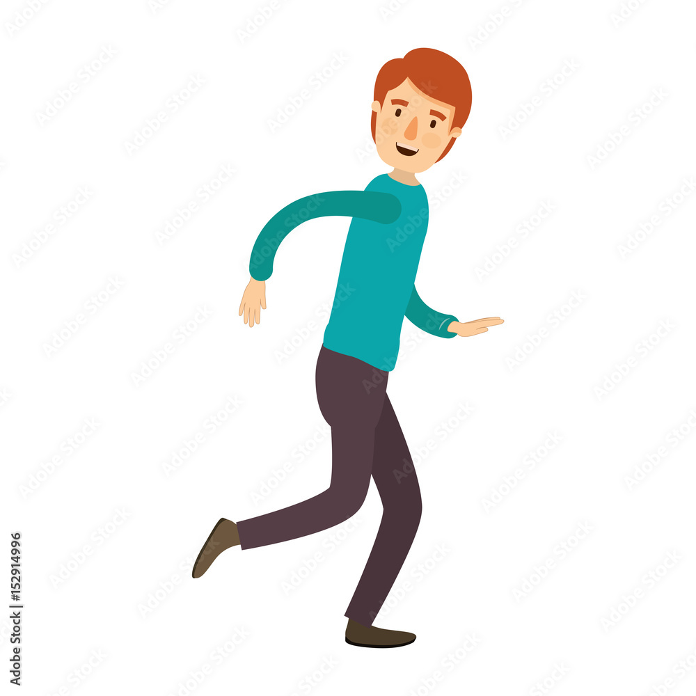 colorful image caricature full body guy with hairstyle running vector illustration colorful image caricature full body guy with hairstyle running vector illustration