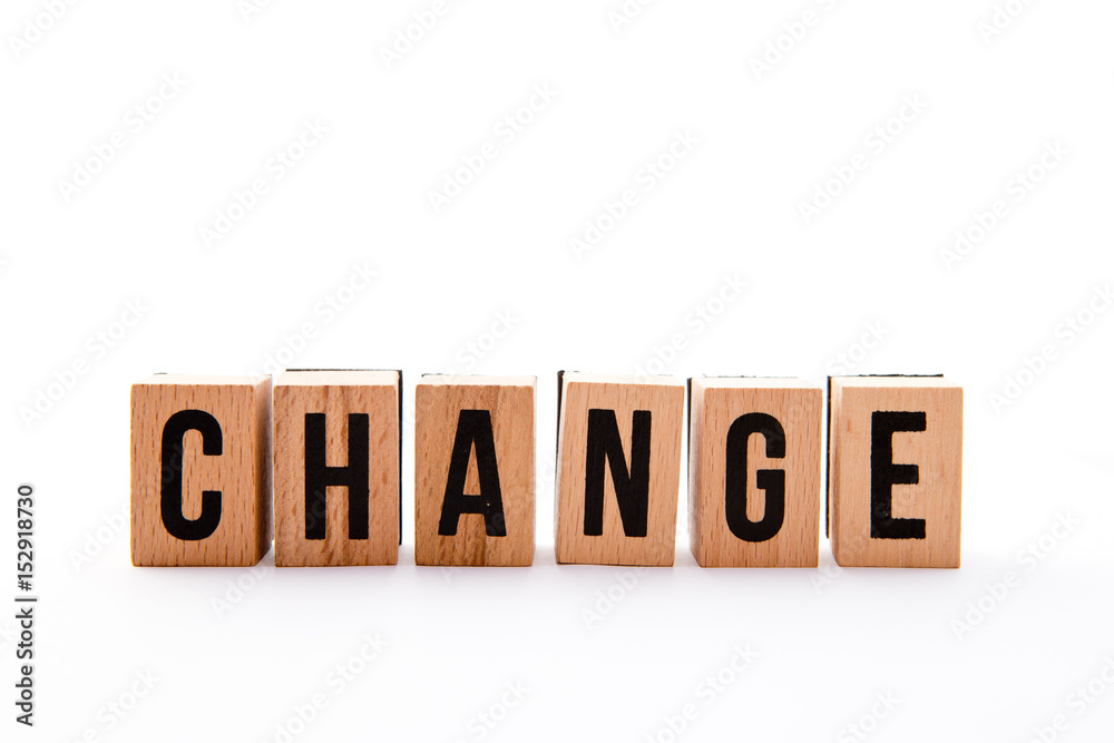 Change - Wooden block letters with white background
Change - Wooden block letters with white background