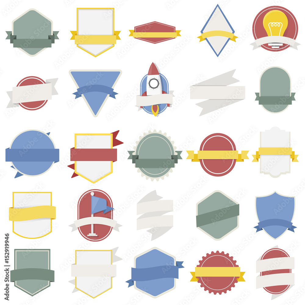 Mixed Set of Light Bulb Spaceship Flag Badges Emblem Label Icon Illustration Vector Mixed Set of Light Bulb Spaceship Flag Badges Emblem Label Icon Illustration Vector