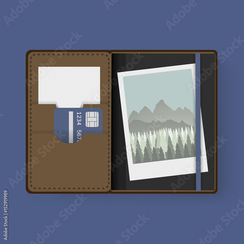 Photo and Card in Wallet Graphic Illustration Vector