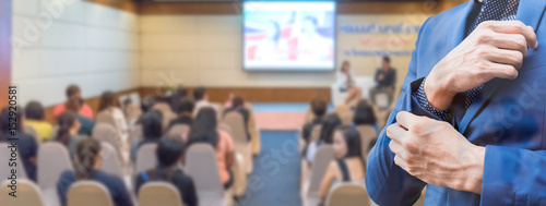 Business concept : asia people listen in business seminar presentation hall