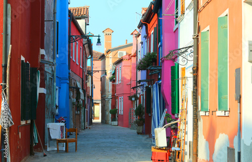 Colorful houses on the island of Burano near Venice in Italy