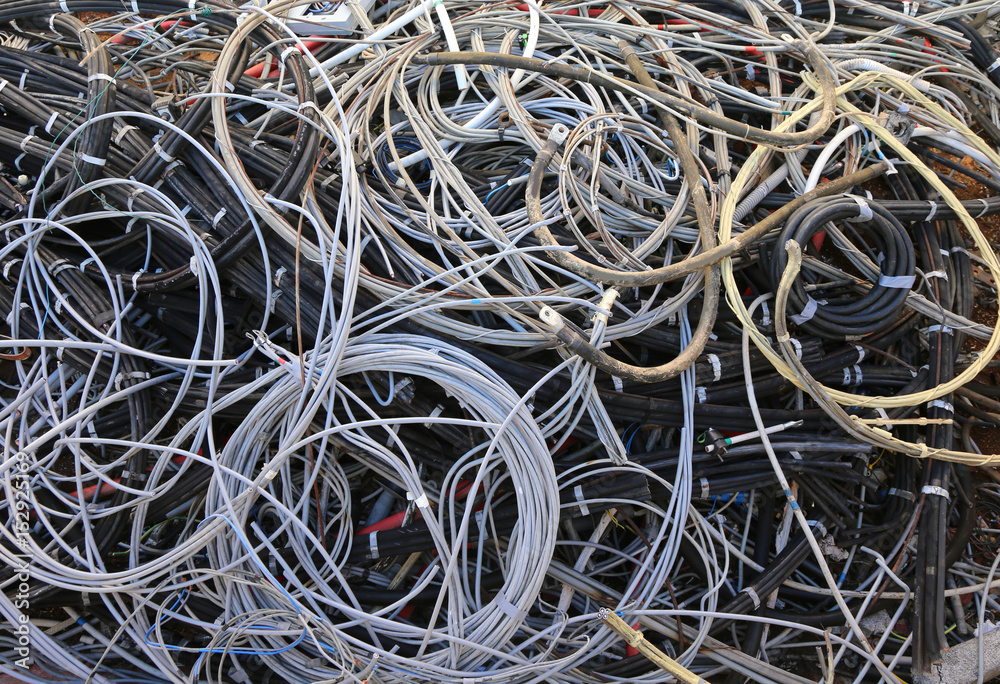 used electrical power cables in the landfill for recyclable mate