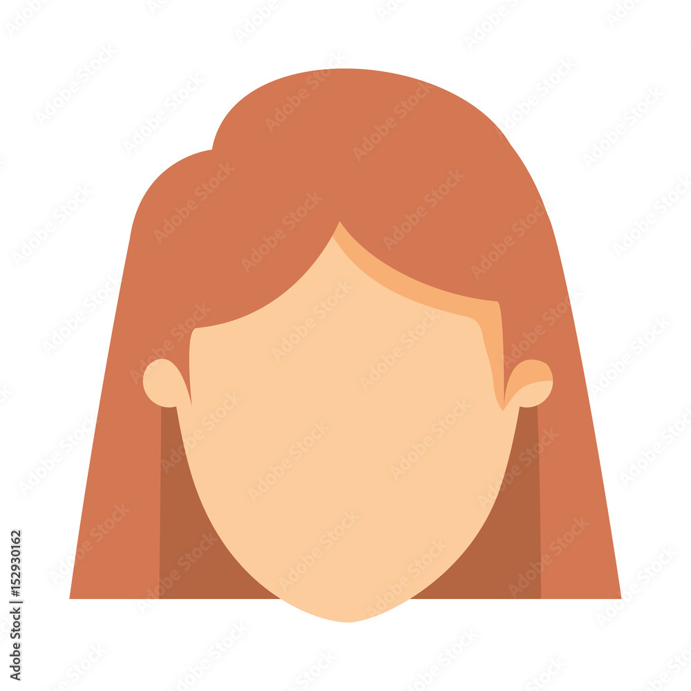 colorful image caricature front view faceless closeup woman with brown short straight hair vector illustration colorful image caricature front view faceless closeup woman with brown short straight hair vector illustration