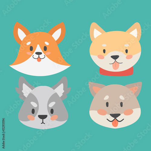 Funny cartoon dog character heads bread cartoon puppy friendly adorable canin...