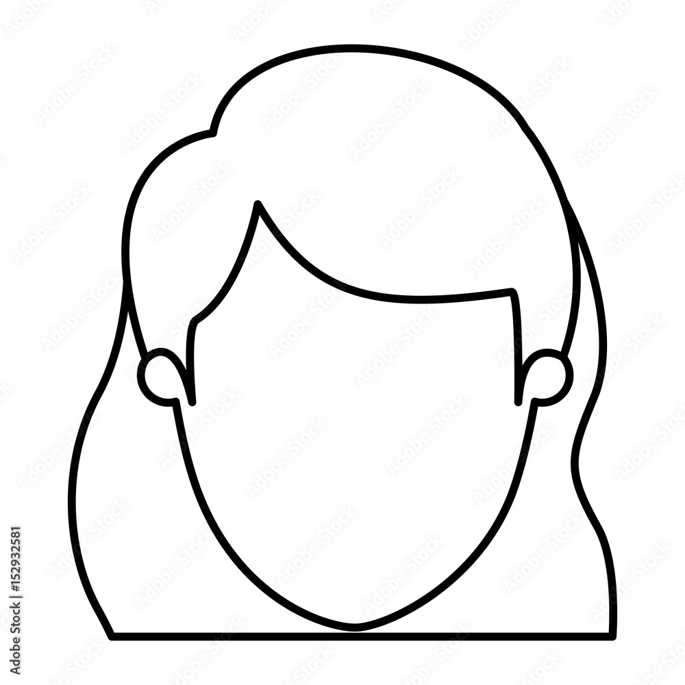 silhouette image caricature front view faceless closeup woman with short wavy hair vector illustration silhouette image caricature front view faceless closeup woman with short wavy hair vector illustration