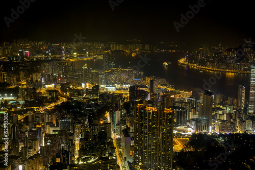 Skyscrapers of Hong Kong at night.