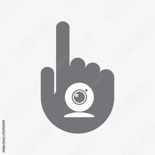 Isolated pointing hand with a web cam