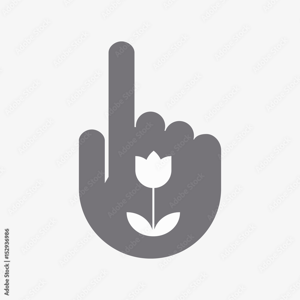 Obraz premium Isolated pointing hand with a tulip