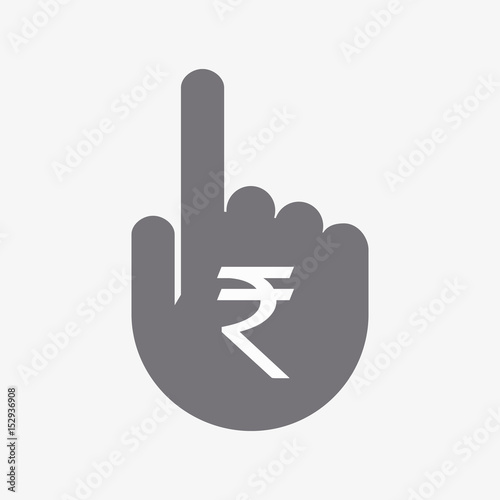 Isolated pointing hand with a rupee sign