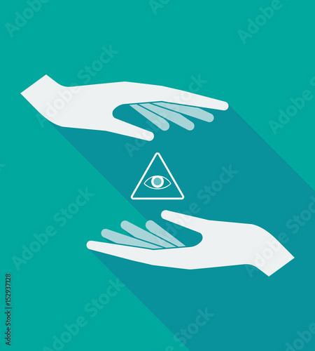 Long shadow hands with an all seeing eye