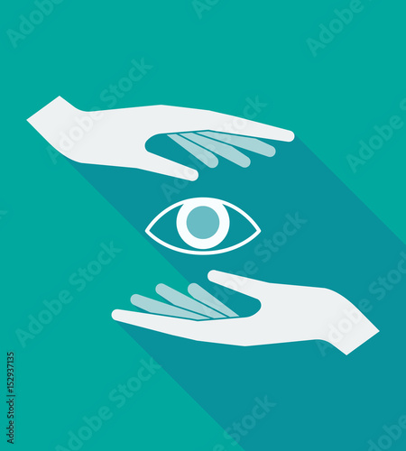 Long shadow hands with an eye