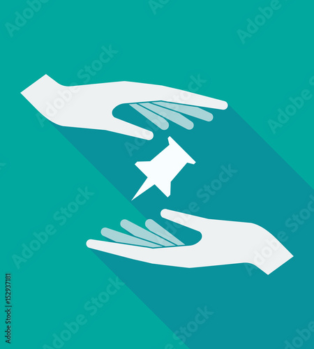 Long shadow hands with a push pin