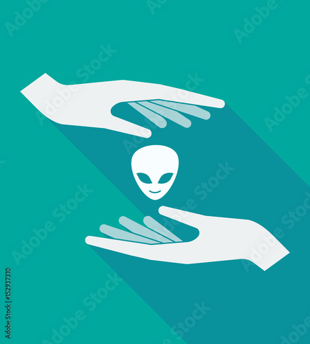 Long shadow hands with an alien face