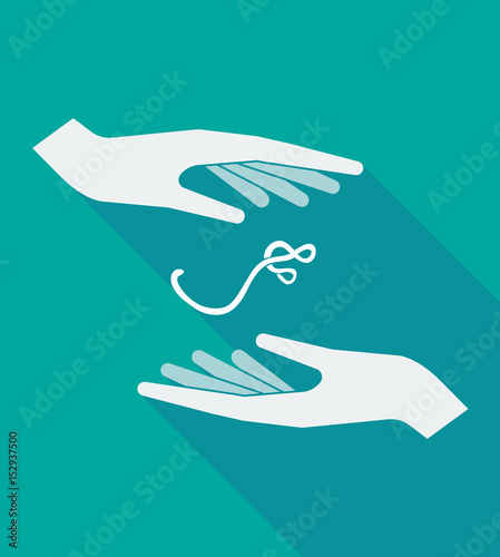 Long shadow hands with  an ebola sign