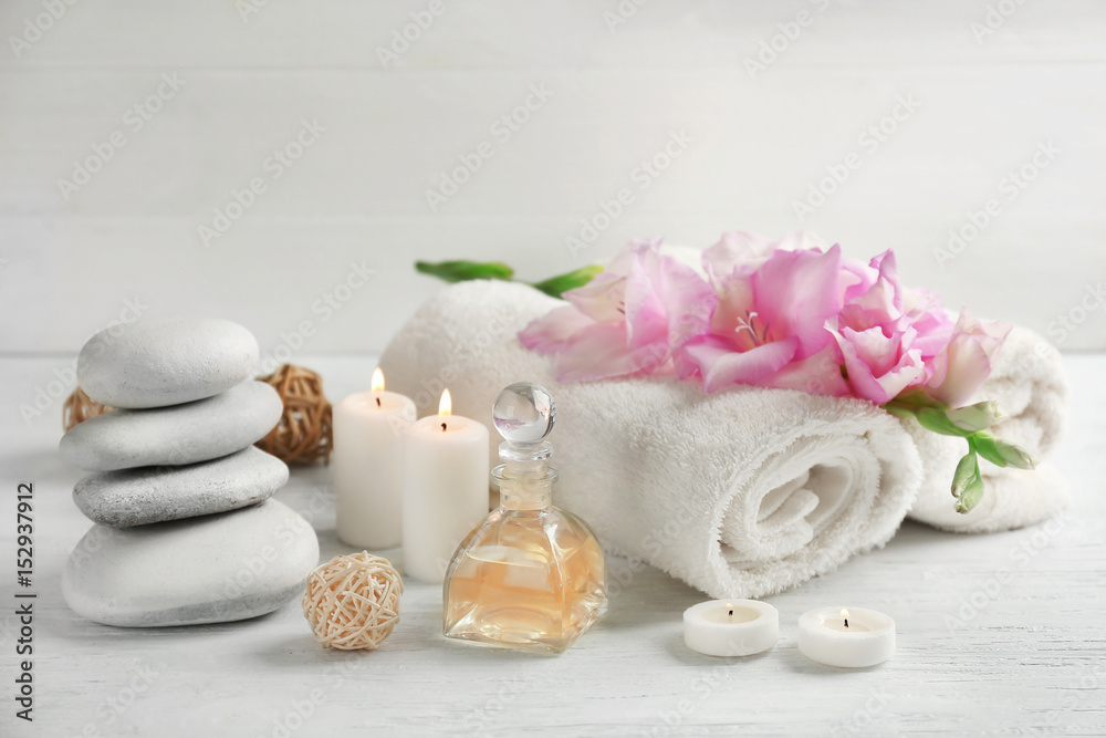 Beautiful spa composition on wooden background Beautiful spa composition on wooden background