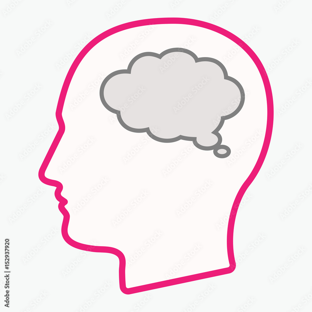 Isolated head with a comic cloud balloon Isolated head with a comic cloud balloon