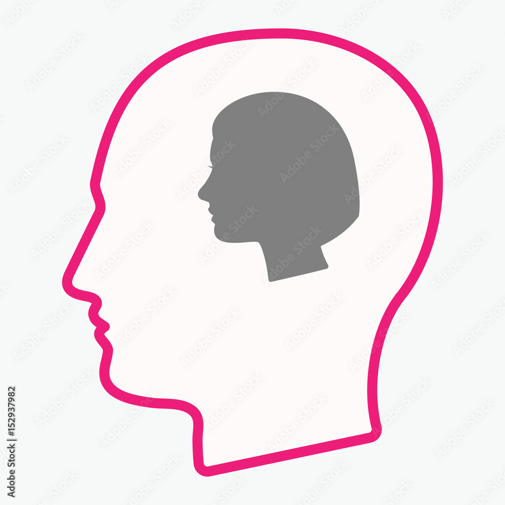 Isolated head with a female head Isolated head with a female head