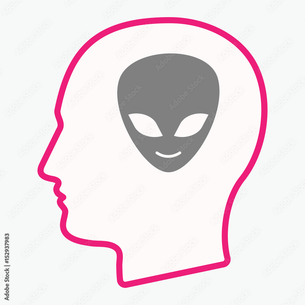 Isolated head with an alien face Isolated head with an alien face