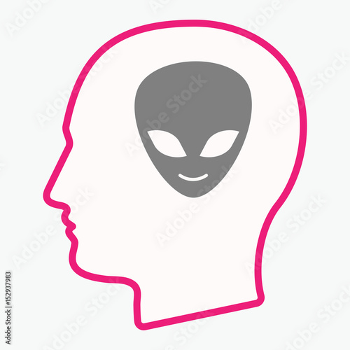 Isolated  head with an alien face