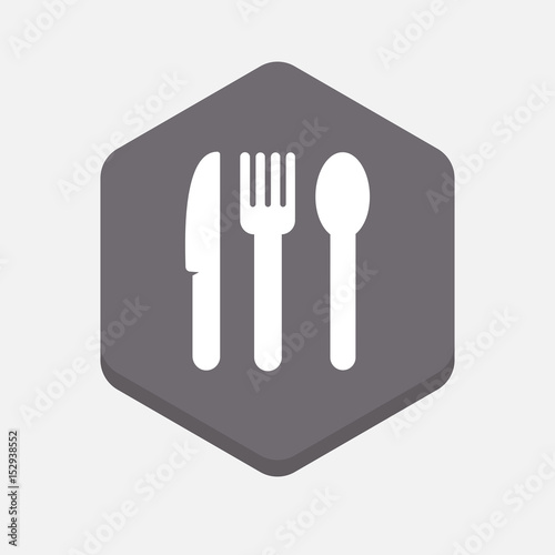 Isolated hexagonal signal with cutlery