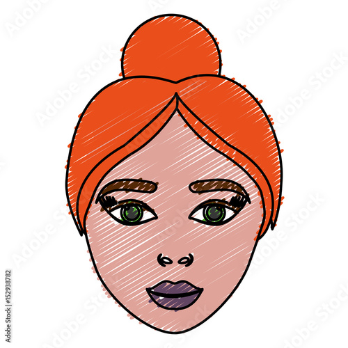 woman face icon over white background. colorful design. vector illustration