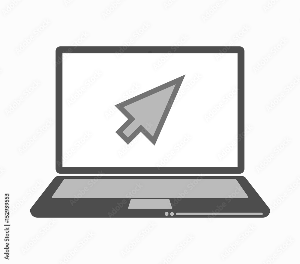 Isolated line art laptop with a cursor Isolated line art laptop with a cursor